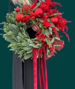Новорічний вінок №35. Доставка Новорічних Композицій Київ