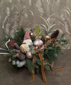 Новорічна композиція з живої хвої з амарілісом №25