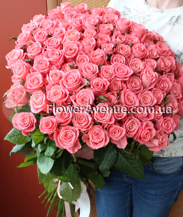 Букет из 101 розовая роза, 80 см